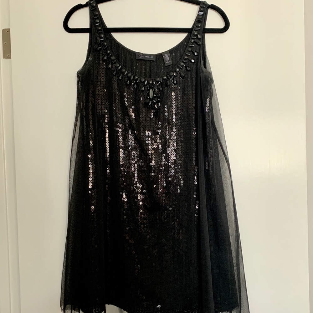 Black Sequin Dress with Overlay
